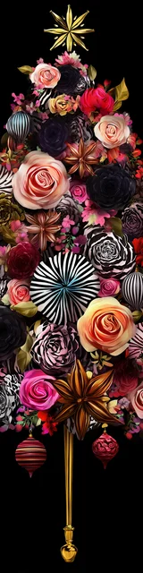 Free printable Christmas bookmarks of a highly detailed Christmas tree